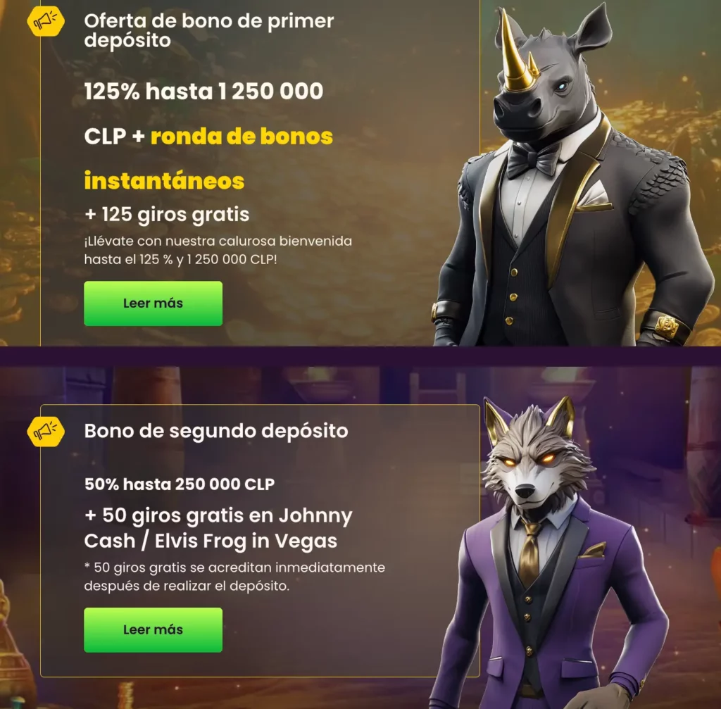 Banner de bienvenida de Bizzo Casino CL que ofrece 125% hasta $1.250.000 y 125 giros gratis para nuevos usuarios de iGaming.