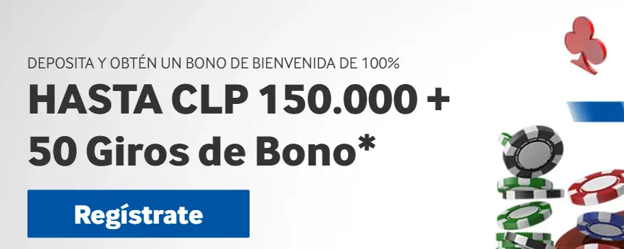 Captura de pantalla del banner del bono de bienvenida de Betway casino Chile.