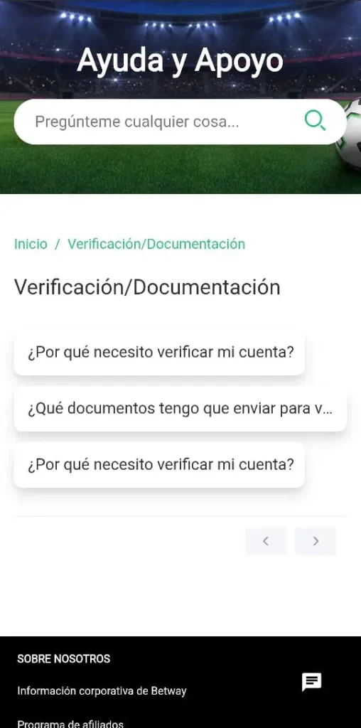 Captura de pantalla del requerimiento de verificación de identidad para realizar depósitos.