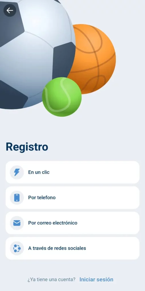 Captura de pantalla de la pantalla de registro en 1xbet