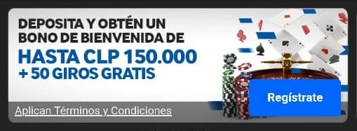 Captura de pantalla del bono de bienvenida de Betway Casino Chile.