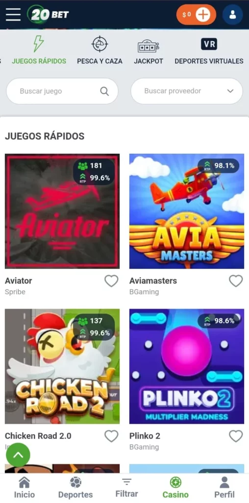 Captura de pantalla de una típica sección de Aviator en un casino en Chile online.