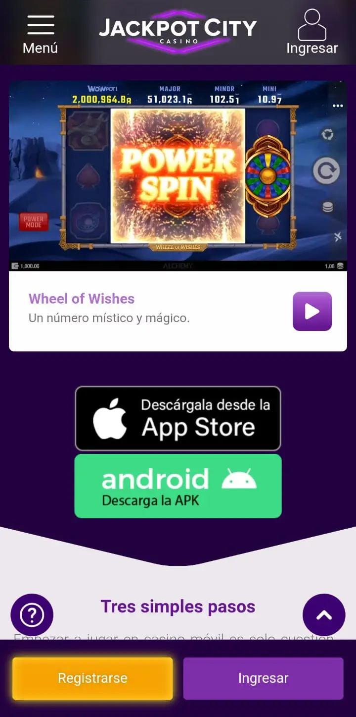 Jackpot City Mobile App Interface
